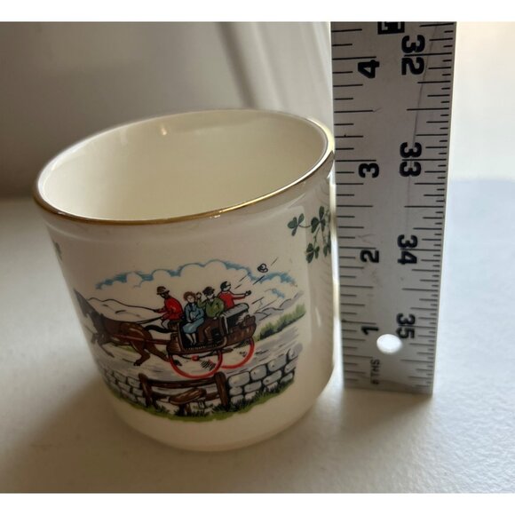 Vintage Carrigaline Pottery Ireland Mug With Gold Rim Horse & Carriage Scene - Picture 5 of 7